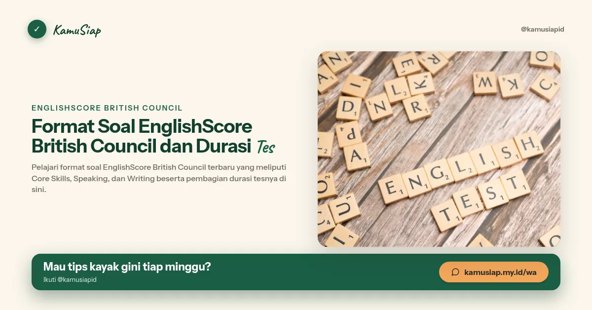 Format Soal EnglishScore British Council dan Durasi Tes